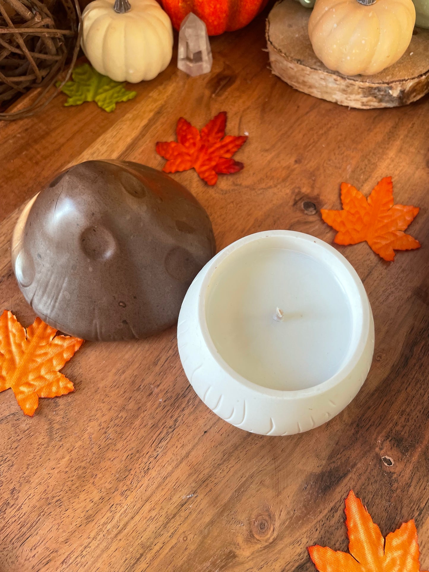 Bougie Champignon - pot fait main en Jesmonite