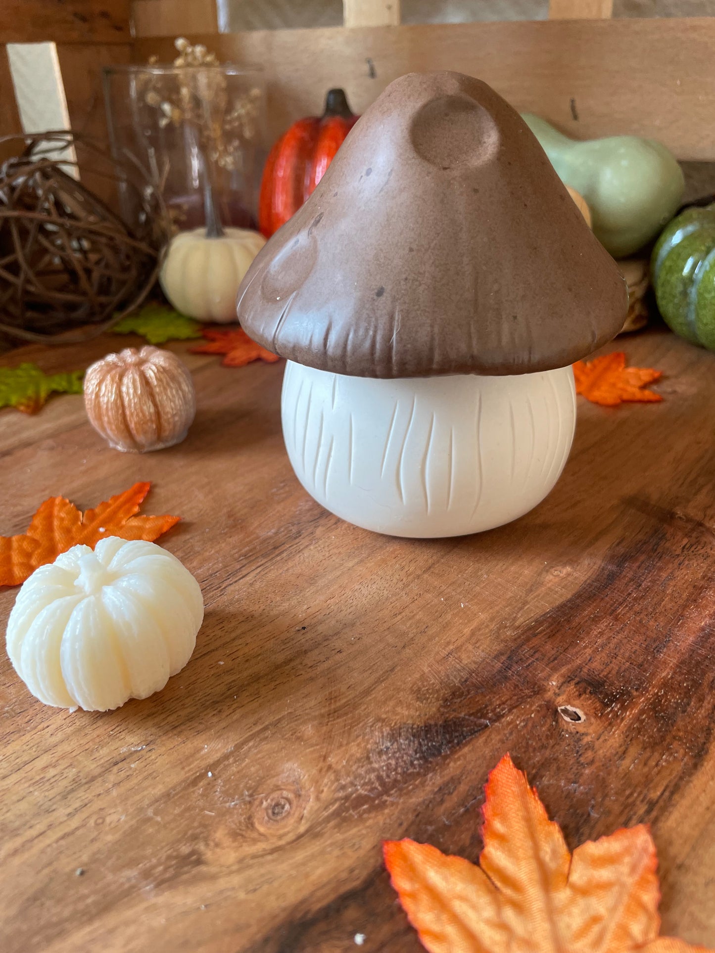 Bougie Champignon - pot fait main en Jesmonite