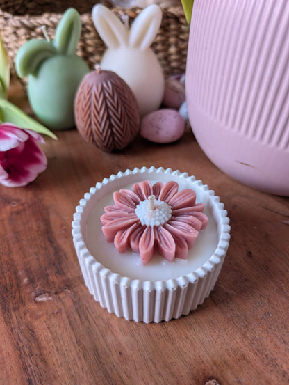 Bougie Fleurie - Jesmonite & Cire végétale