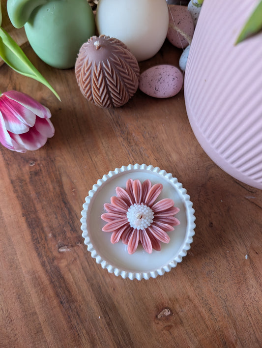 Bougie Fleurie - Jesmonite & Cire végétale